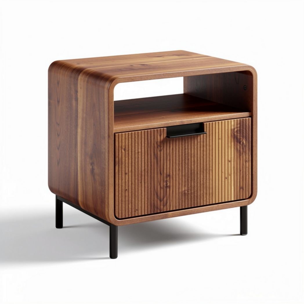 Wooden nightstand with one drawer and open shelf 40 x 40 x 45cm