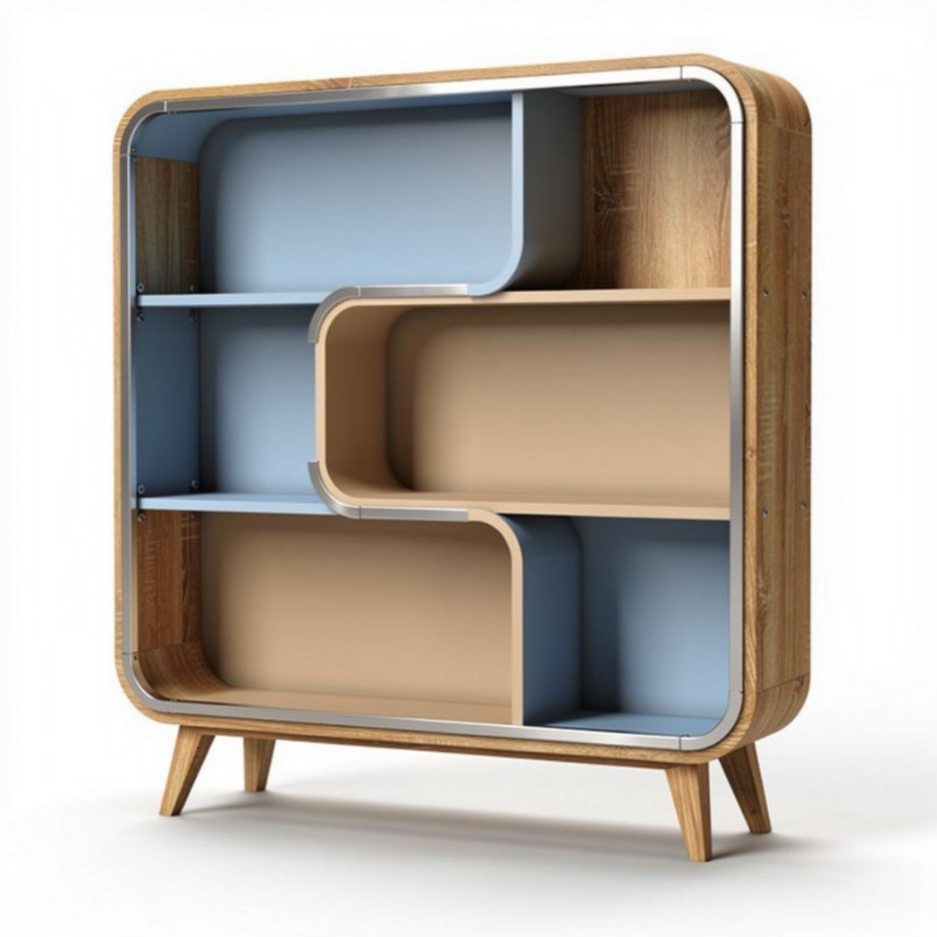 Wooden bookshelf with multi-color compartments for home or office use 80 x 30 x 100cm