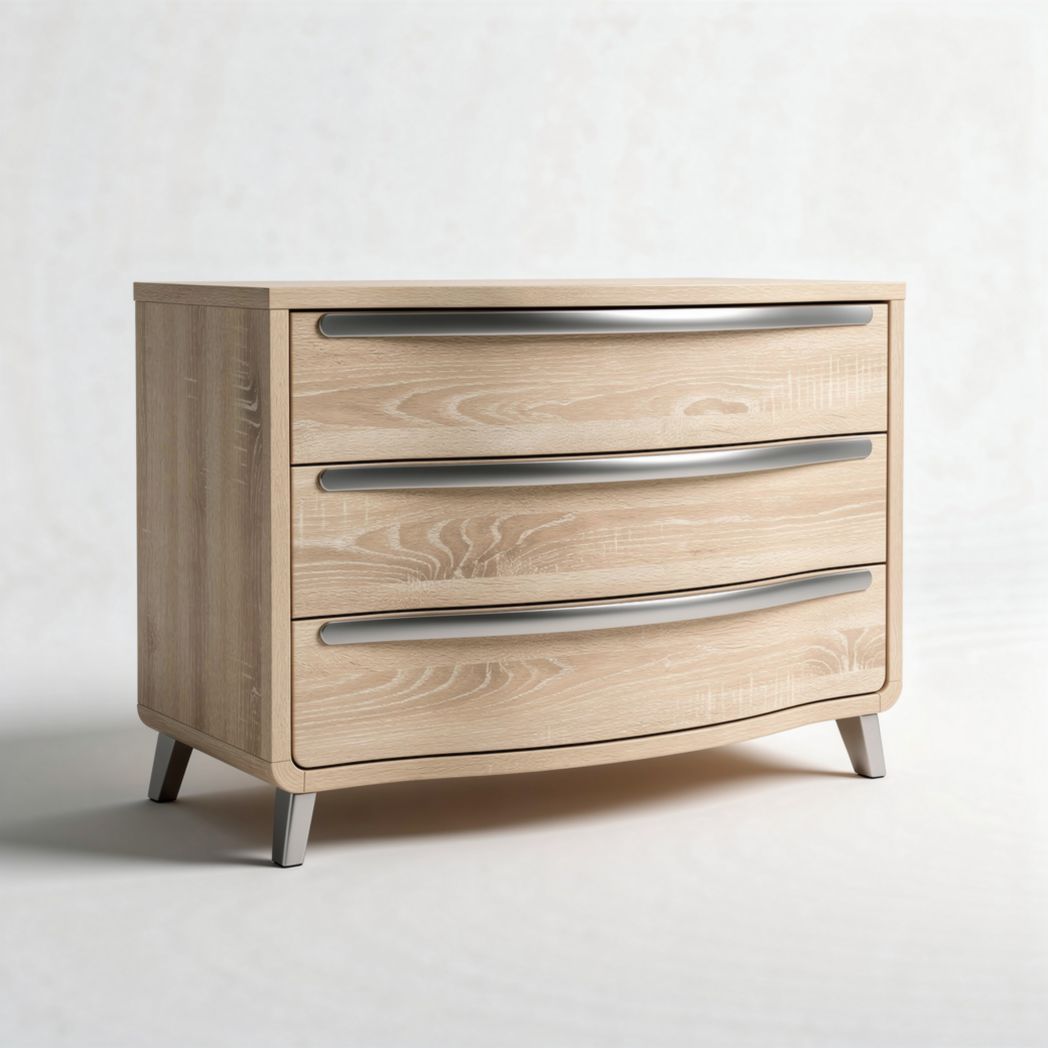 Wooden dresser with three drawers in light oak finish 90 x 45 x 75cm