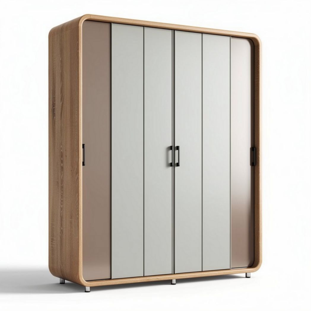 Modern wooden wardrobe with sliding doors and a minimalist design 150 x 100 x 200cm