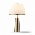 Table lamp with ribbed glass shade and brushed metal base 25 x 25 x 50cm