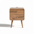 Wooden nightstand with two drawers in natural finish 40 x 40 x 45cm