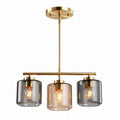 Three-light pendant lamp with glass shades and gold finish 40 x 40 x 30cm