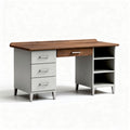 Modern desk with wooden tabletop and grey metal frame 120 x 60 x 75cm