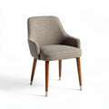 Upholstered accent chair in light gray fabric with wooden legs 56 x 56 x 80cm