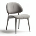 Grey upholstered dining chair with minimalist design and metal legs